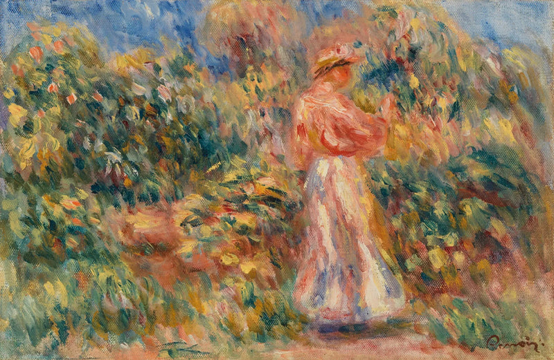 Landschaft mit Frau in Rosa und Weiß - Pierre-Auguste Renoir