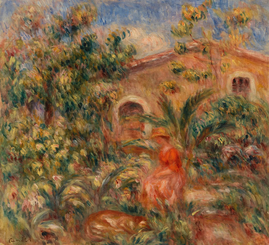 Landschaft mit Frau und Hund (Frau und Hund in einer Landschaft) - Pierre-Auguste Renoir