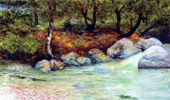 Landschaft mit Wald und Fluss - Joaquiñen Clausell