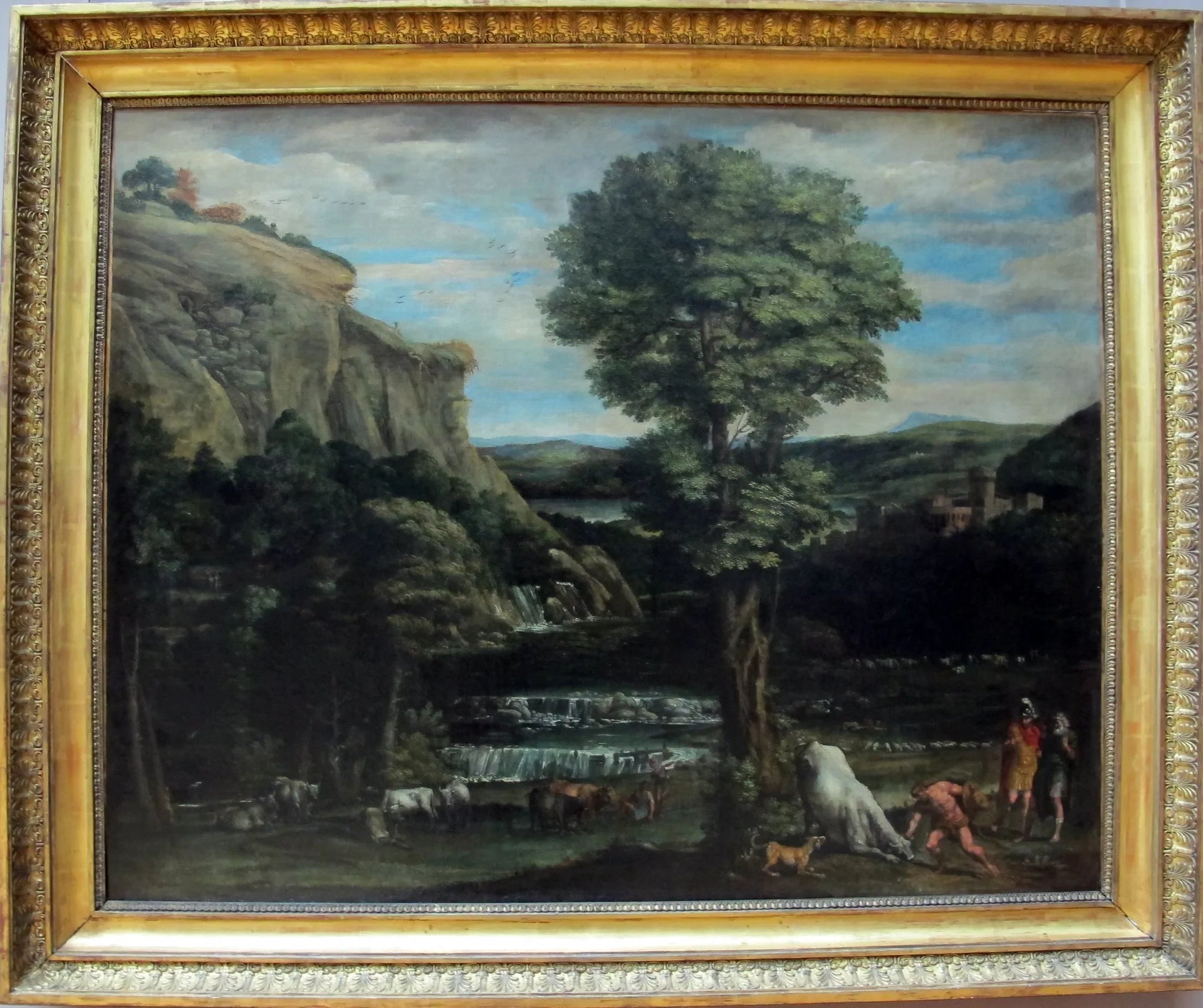 Paysage avec Hercule combattant Acheloüs changé en taureau - Domenichino image 1 reproduction de peinture à l’huile