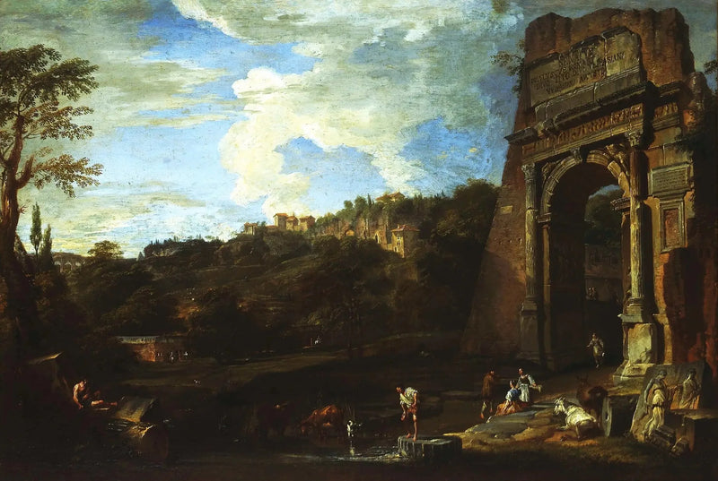 Landschaft mit dem Titusbogen - Giovanni Paolo Panini