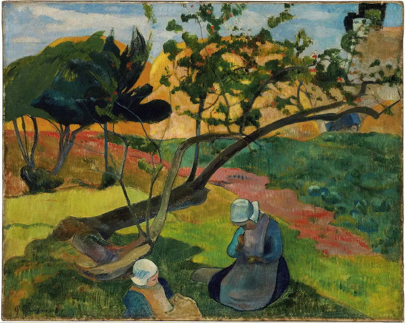 Landschaft mit bretonischer Frau Zwei - Paul Gauguin