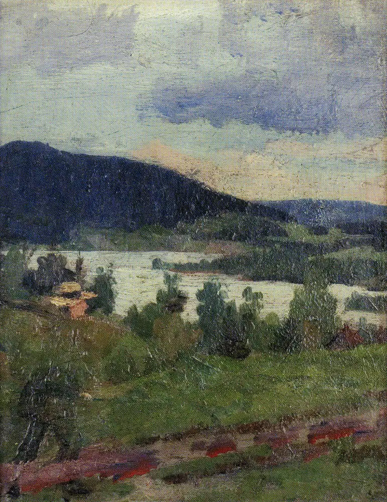 Landschaft mit See und Wald - Edvard Munch