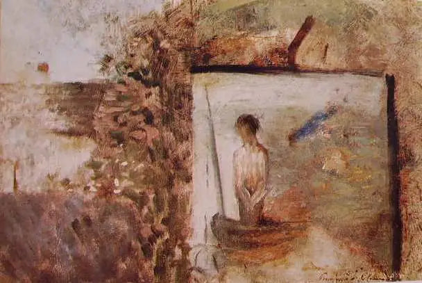 Paysage avec ''Le Pauvre Pêcheur'' de Puvis de Chavannes - Georges Seurat image 1 reproduction artisanale de tableau