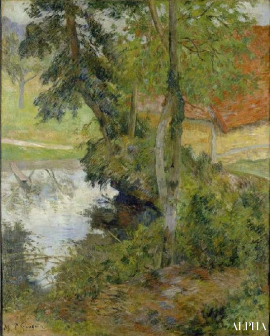 Paysage avec le toit de maison rouge - Paul Gauguin - Reproductions de tableaux et peintures haut de gamme