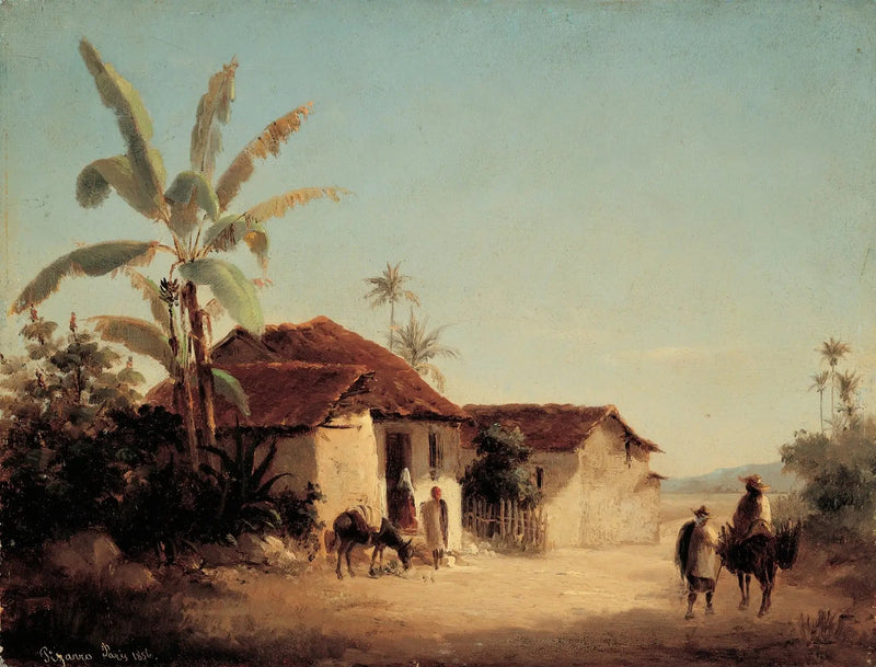 Landschaft mit Hütten und Palmen - Camille Pissarro
