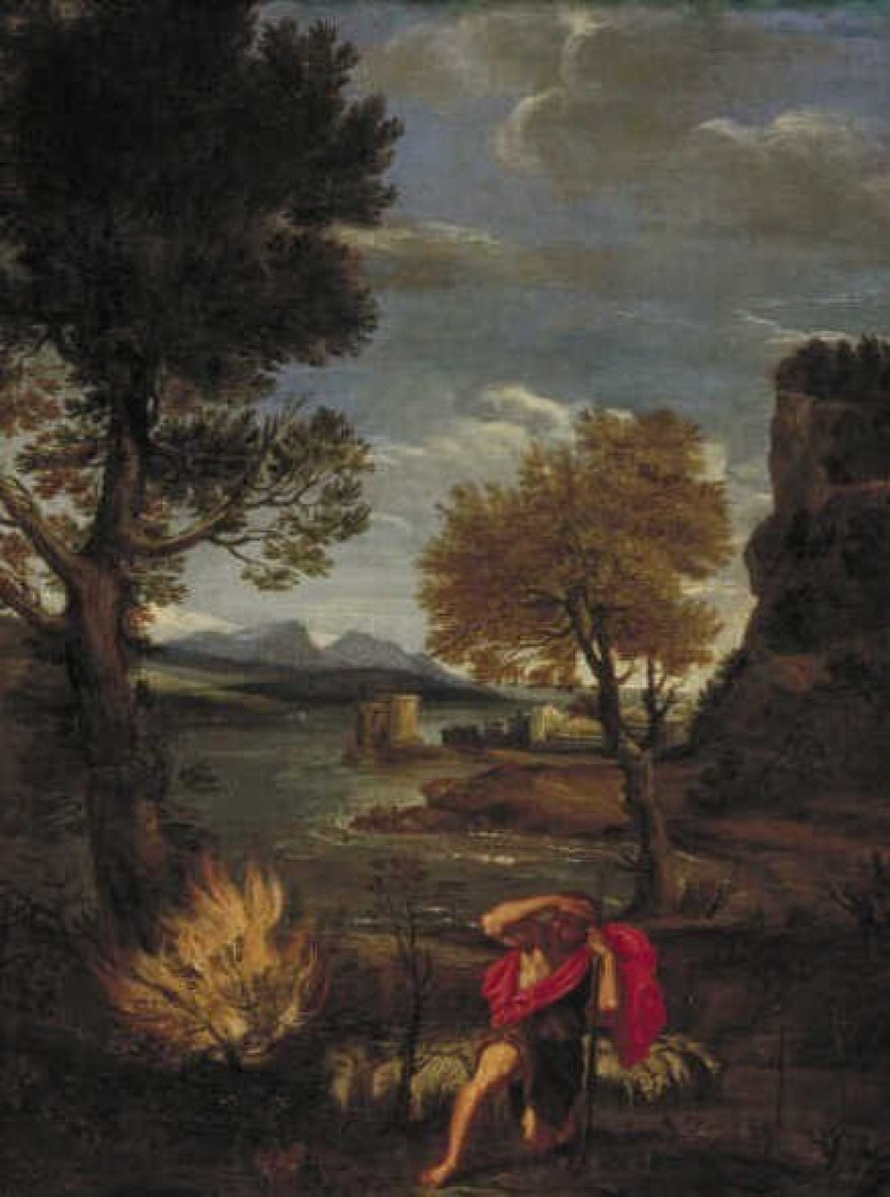 Paysage avec Moïse et le buisson ardent - Domenichino image 1 reproduction d’œuvre d’art à l’huile