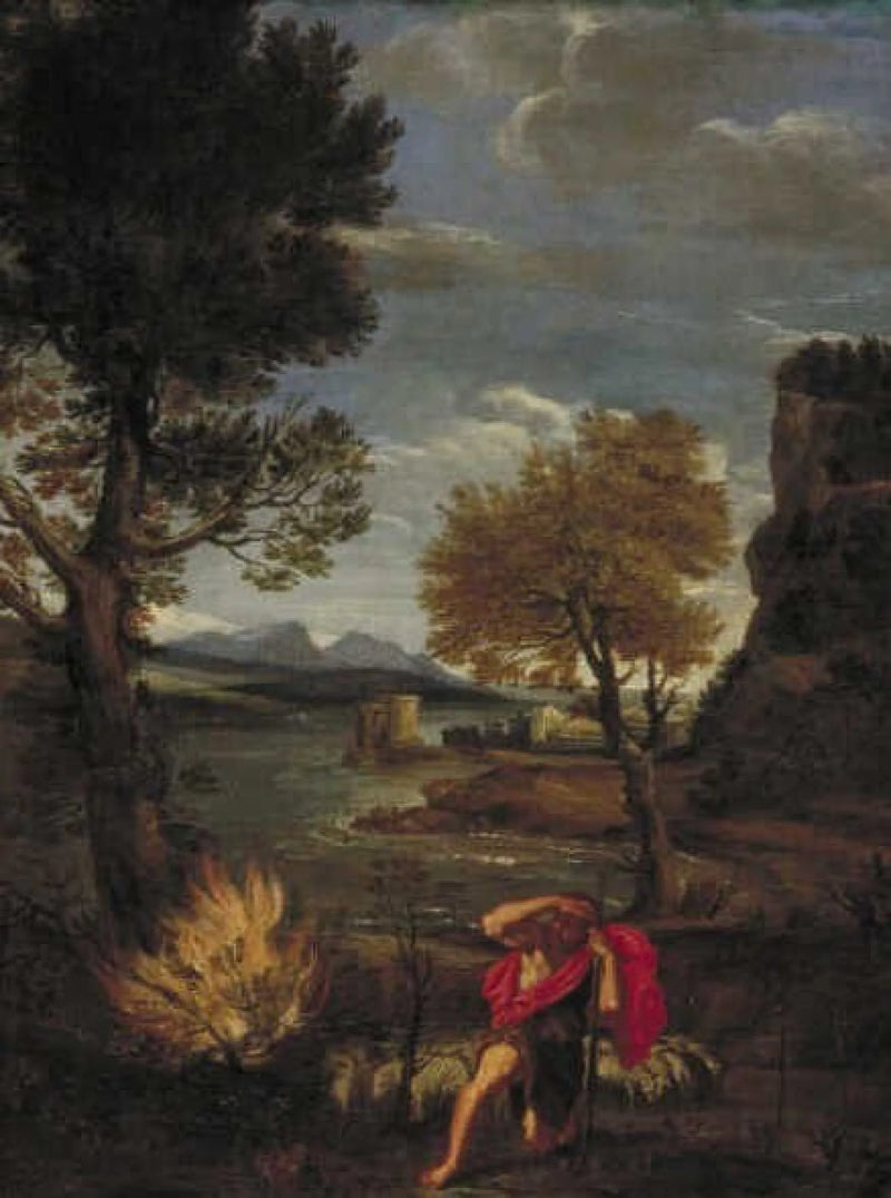 Landschaft mit Moses und dem brennenden Dornbusch - Domenichino