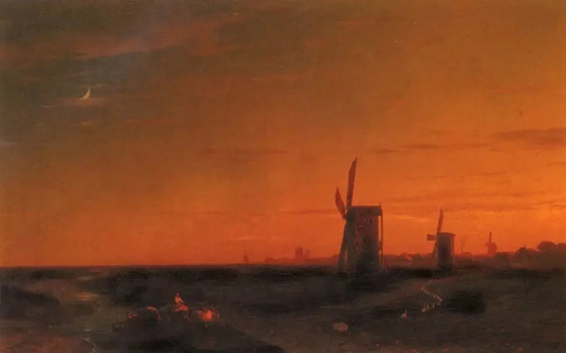 Landschaft mit Mühlen - Ivan Aïvazovski