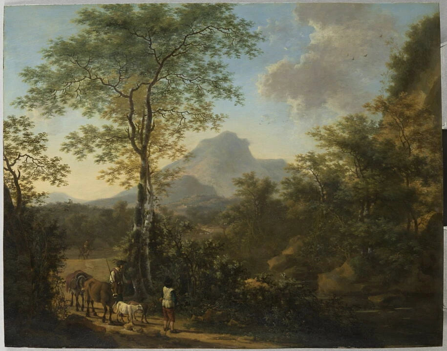 Paysage avec paysans conduisant un troupeau - Willem de Heusch
