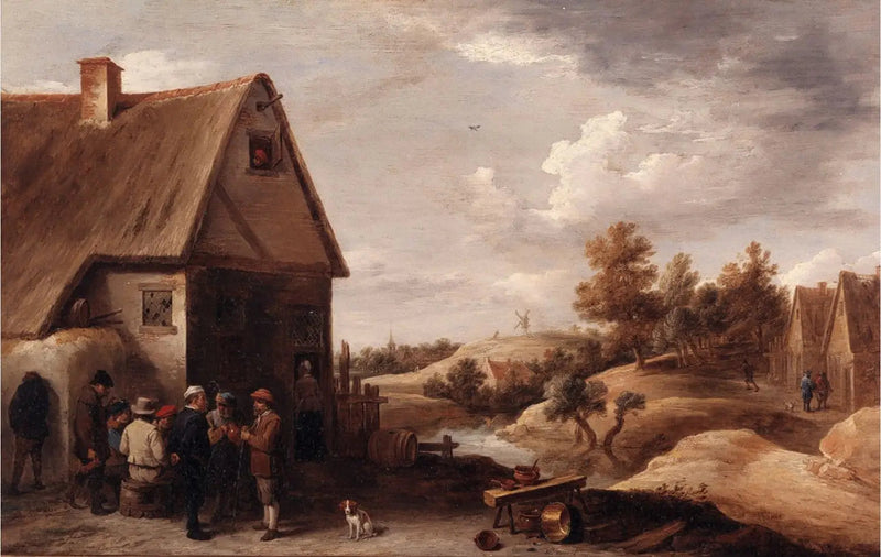 Landschaft mit Figuren vor einem strohgedeckten Haus - David Teniers der Jüngere