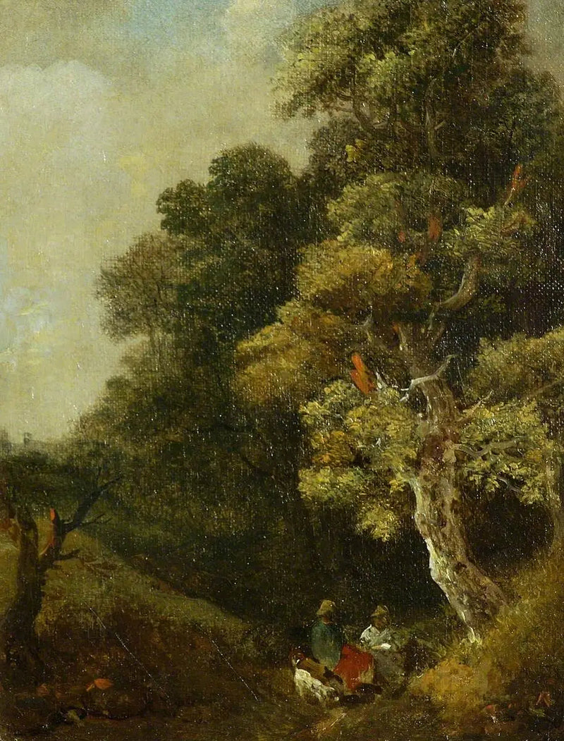 Landschaft mit Figuren unter einem Baum - Thomas Gainsborough