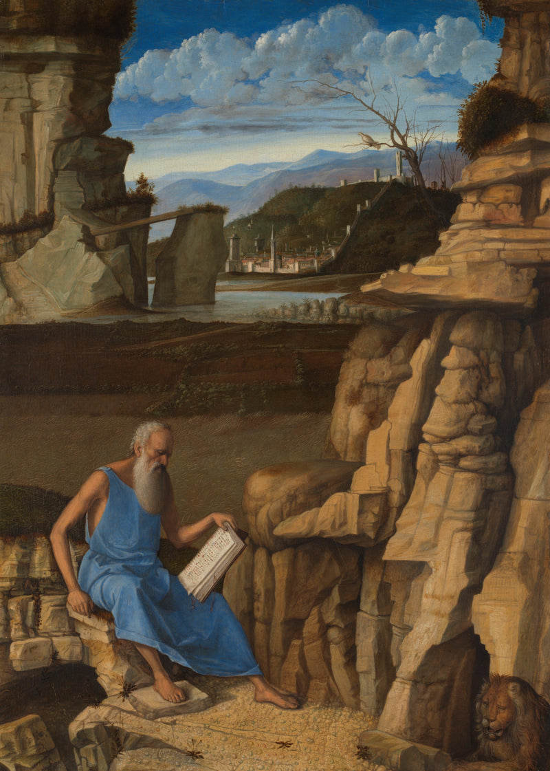 Landschaft mit heiligem Hieronymus beim Lesen - Giovanni Bellini