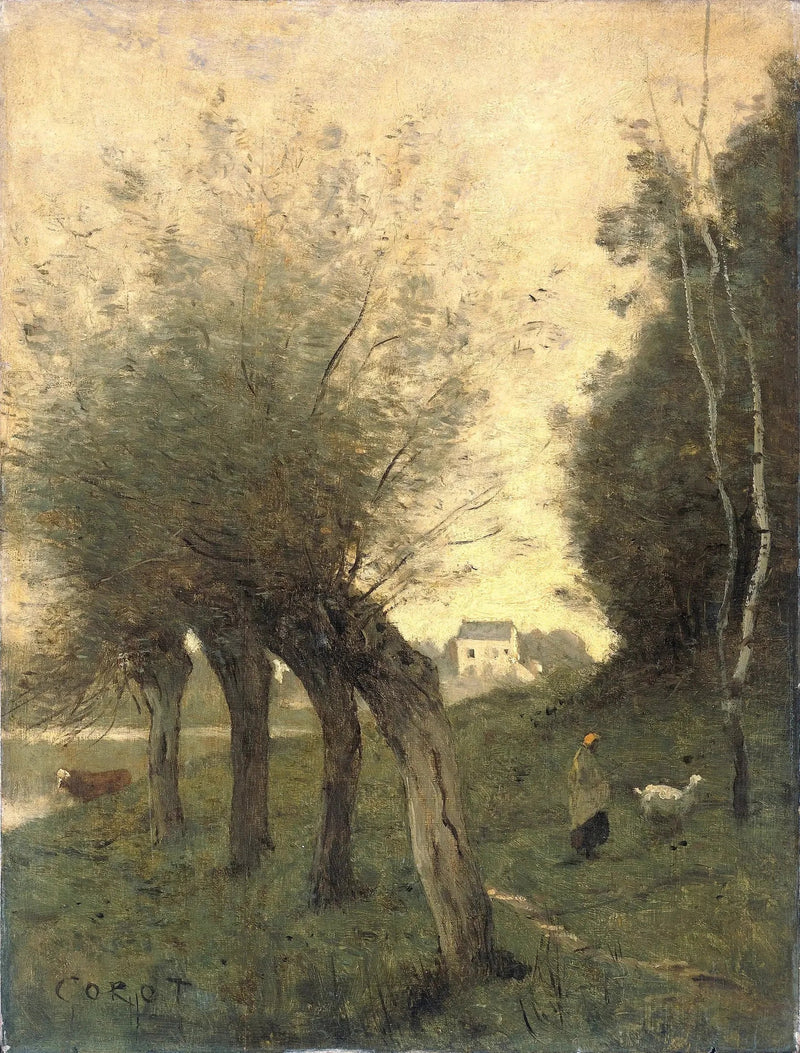 Landschaft mit Weiden - Jean-Baptiste Camille Corot