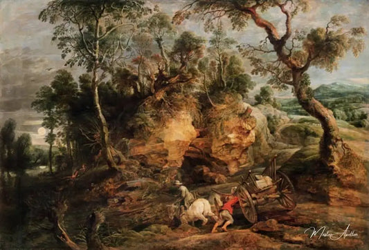 Paysage avec transporteurs pierre - Peter Paul Rubens - Reproductions de tableaux et peintures haut de gamme