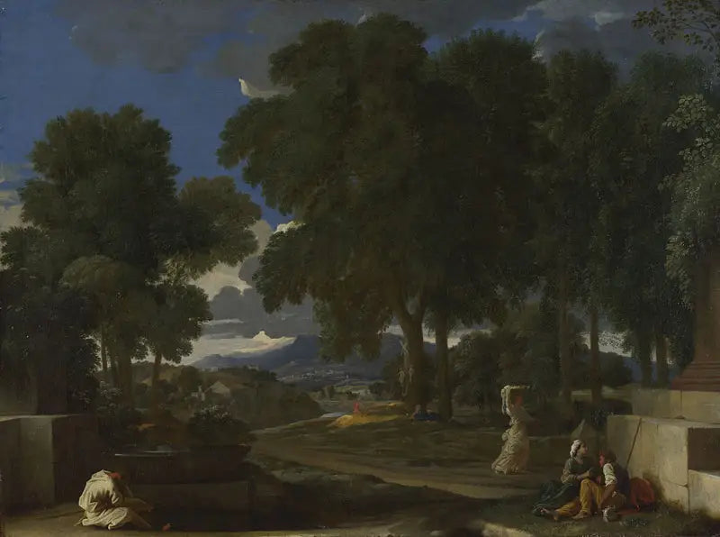 Landschaft mit einem Mann, der sich die Füße wäscht - Nicolas Poussin