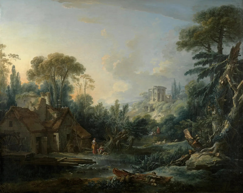 Landschaft mit einem Wassermühle - François Boucher