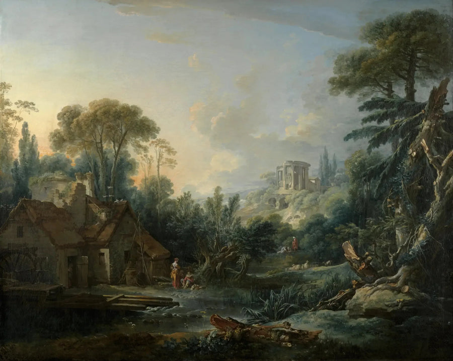 Landschaft mit einem Wassermühle - François Boucher