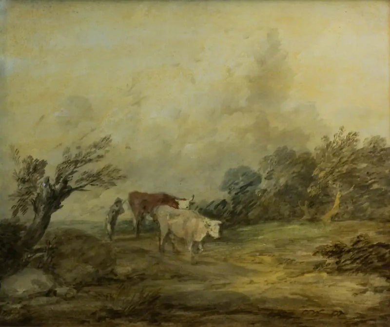 Landschaft mit einem Bauern, der Kühe führt - Thomas Gainsborough
