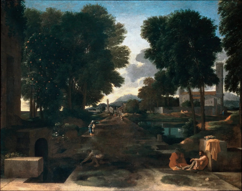Landschaft mit einem Reisenden in Ruhe - Nicolas Poussin