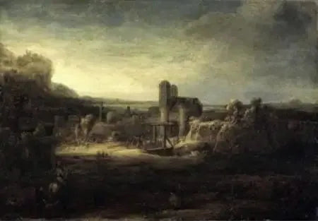 Landschaft mit einer Kirche - Rembrandt