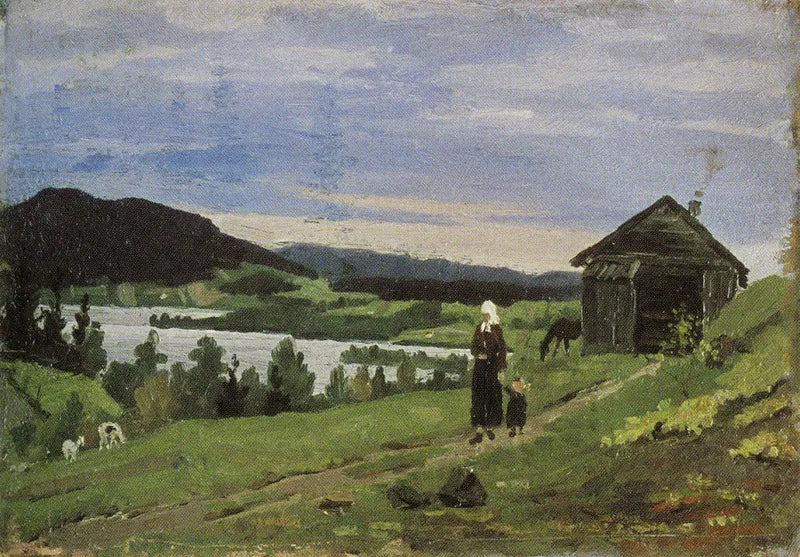 Landschaft mit einer Frau und einem Kind - Edvard Munch