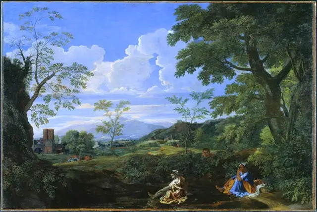 Landschaft mit einer Frau, die sich die Füße wäscht - Nicolas Poussin