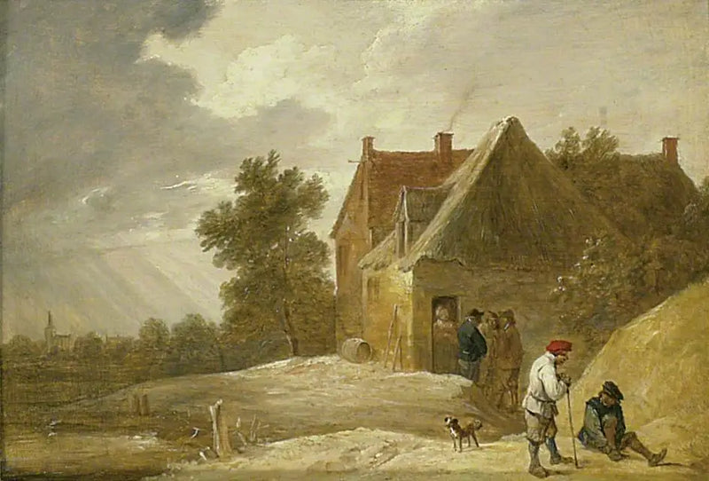 Landschaft mit einem Bauernhof und Figuren am Flussufer - David Teniers der Jüngere