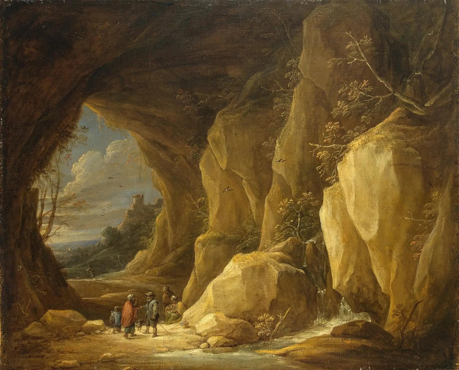 Landschaft mit einer Höhle und einer Gruppe von Zigeunern - David Teniers der Jüngere