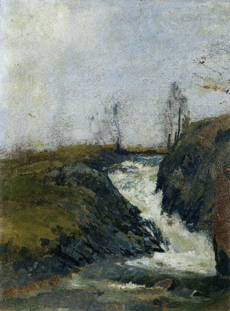 Landschaft mit einem kleinen Wasserfall - Edvard Munch