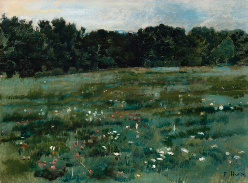Landschaft mit einer Wiese und dem Waldrand - Ferdinand Hodler