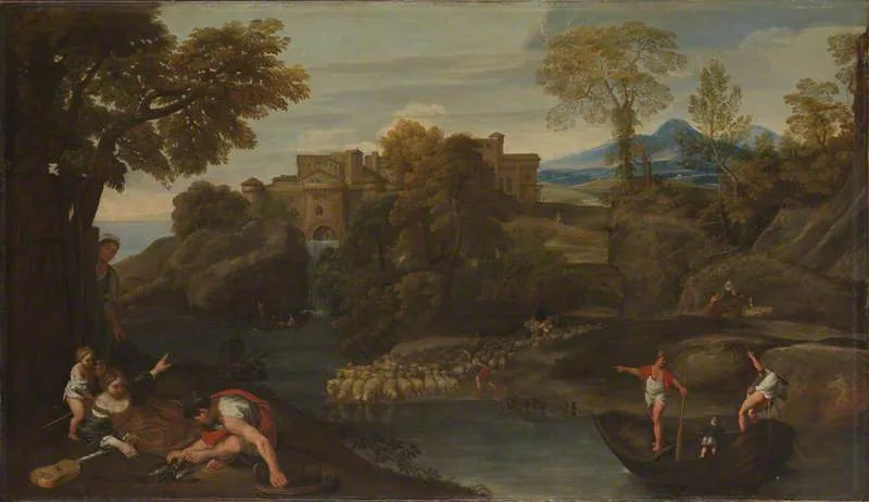 Landschaft mit einer befestigten Stadt - Domenichino
