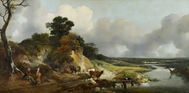 Landschaft mit Blick auf ein entferntes Dorf - Thomas Gainsborough