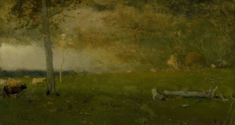 Landschaft (Vieh in Sturm) - George Inness