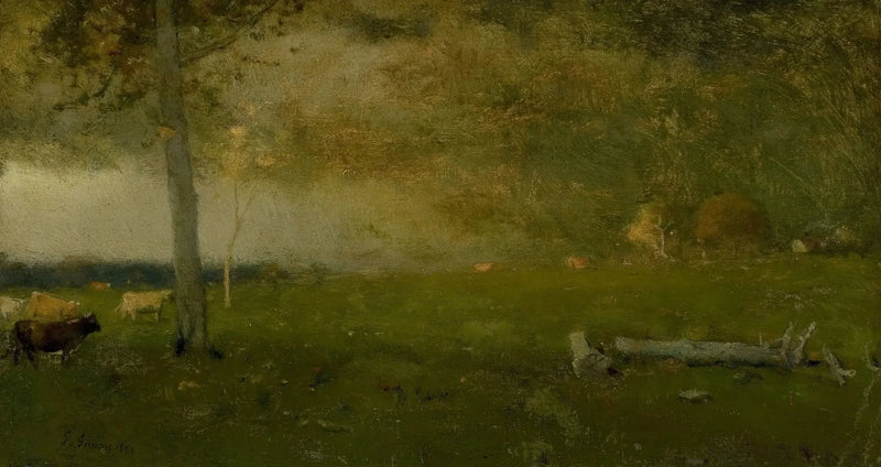 Landschaft (Vieh in Sturm) - George Inness