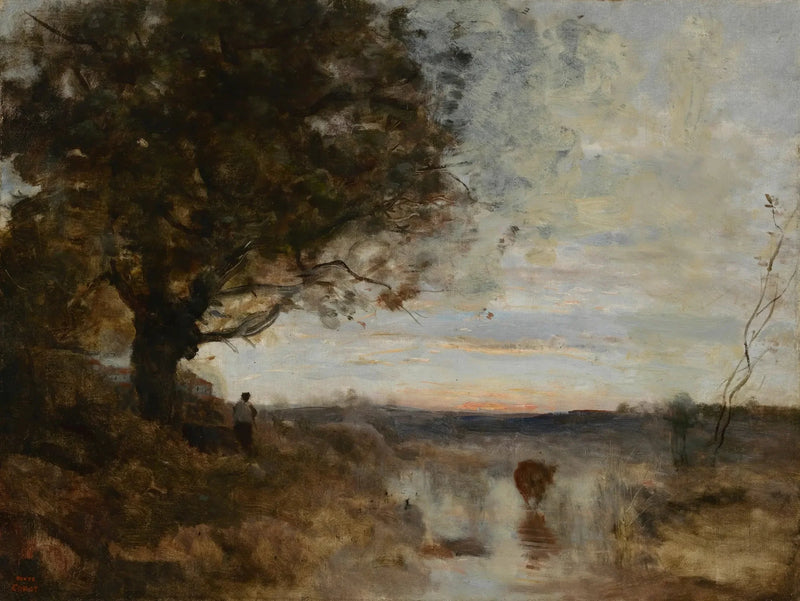 Landschaftskomposition, Sonnenaufgangseffekt - Jean-Baptiste Camille Corot