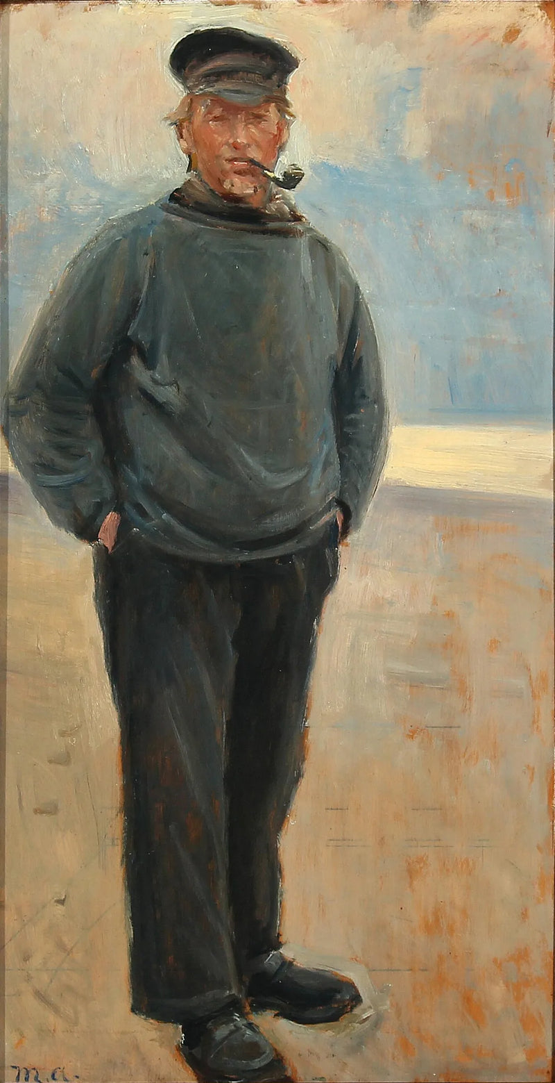 Küstenlandschaft mit einem Pfeife rauchenden Fischer. – Michael Peter Ancher