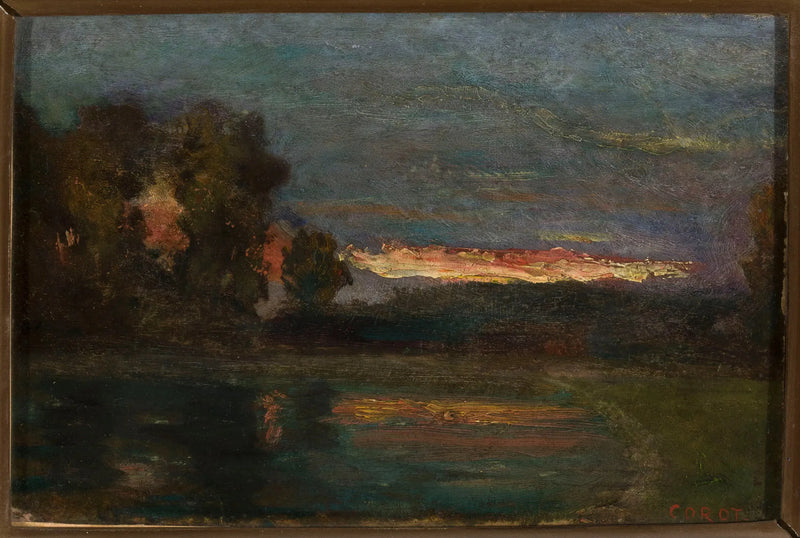 Landschaft – Dämmerung am Wasserufer - Jean-Baptiste Camille Corot
