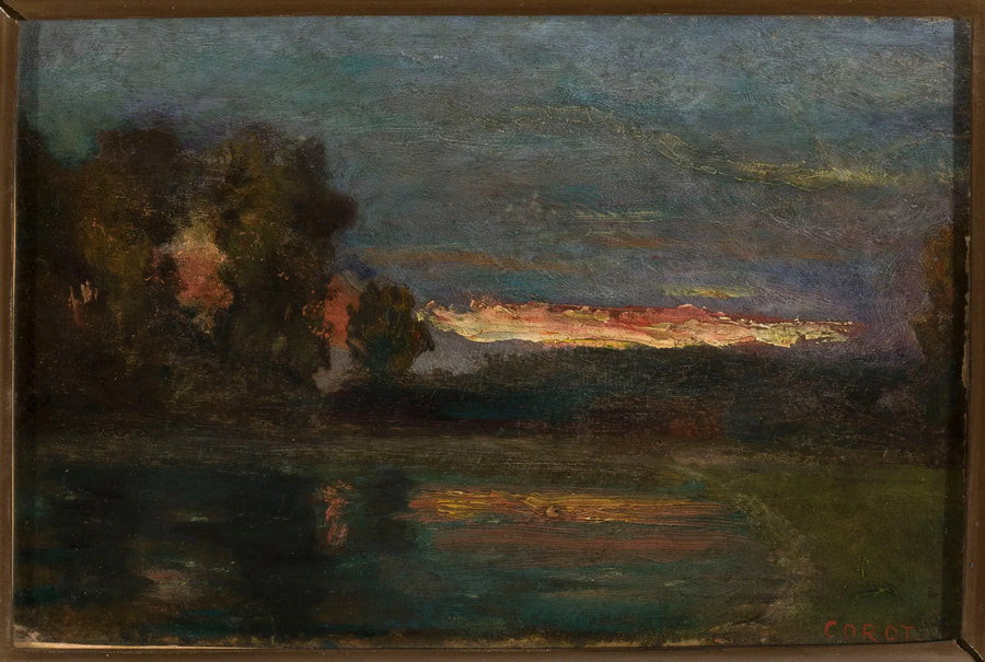 Landschaft – Dämmerung am Wasserufer - Jean-Baptiste Camille Corot