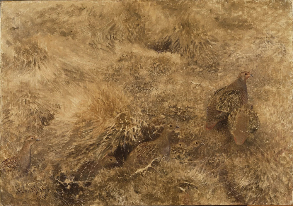 Paysage d'automne avec des perdrix - Bruno Liljefors image 1 reproduction artisanale de tableau