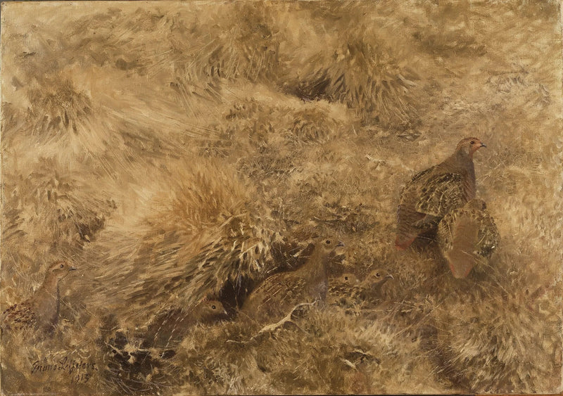 Herbstlandschaft mit Rebhühnern - Bruno Liljefors