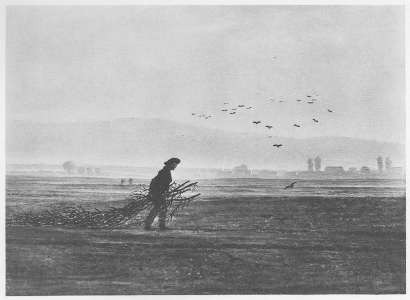 Herbstlandschaft mit einem Mann, der Holz sammelt - Caspar David Friedrich