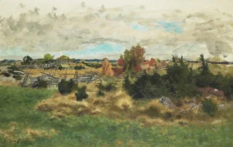 Herbstlandschaft mit einem runden Zaun - Bruno Liljefors