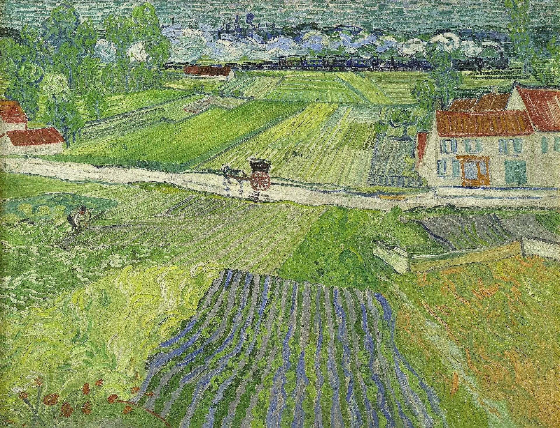Paysage d'Auvers après la pluie - Vincent van Gogh image 1 copie de tableau peinte à la main