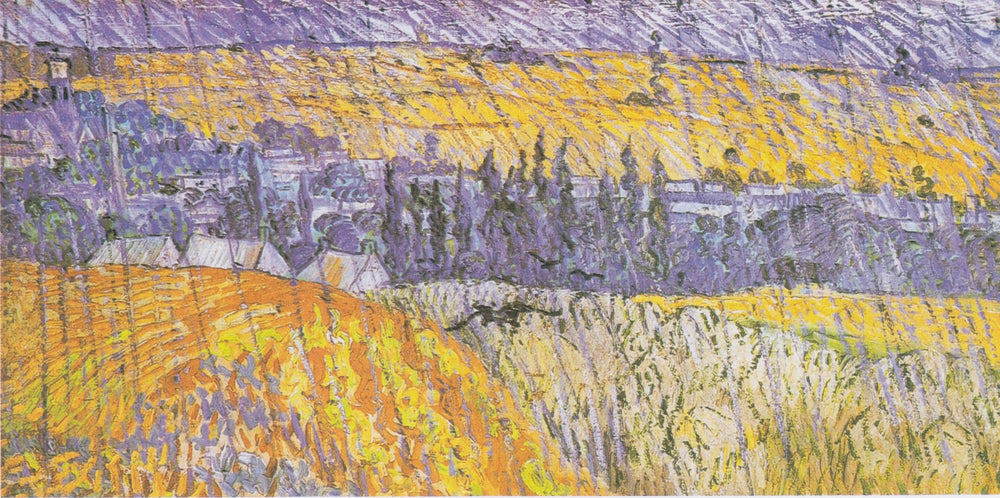 Paysage d'Auvers sous la pluie - Vincent van Gogh image 1 copie peinte à la main à l’huile