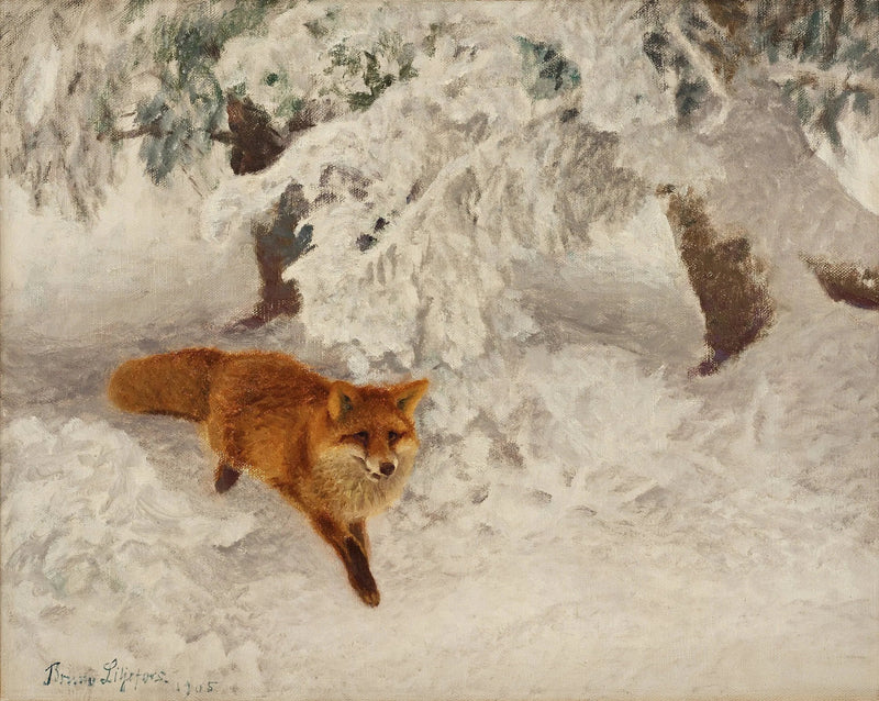 Winterlandschaft mit Fuchs - Bruno Liljefors
