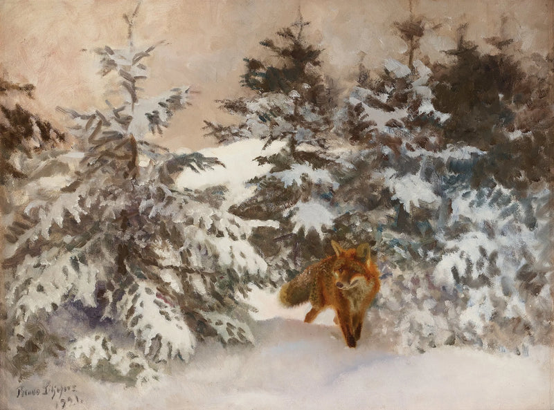 Winterlandschaft mit Fuchs - Bruno Liljefors
