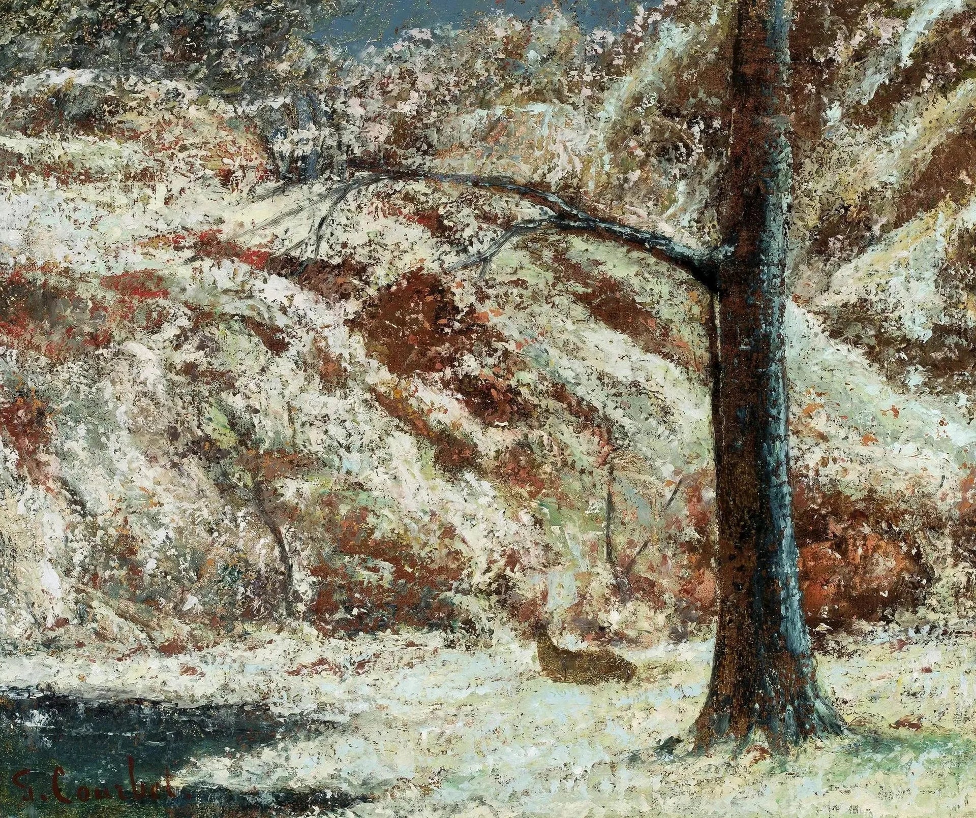 Paysage d'hiver avec un cerf. - Gustave Courbet image 1 copie peinte à la main à l’huile
