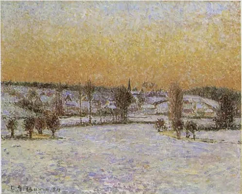 Winterlandschaft, Éragny, Abend - Camille Pissarro