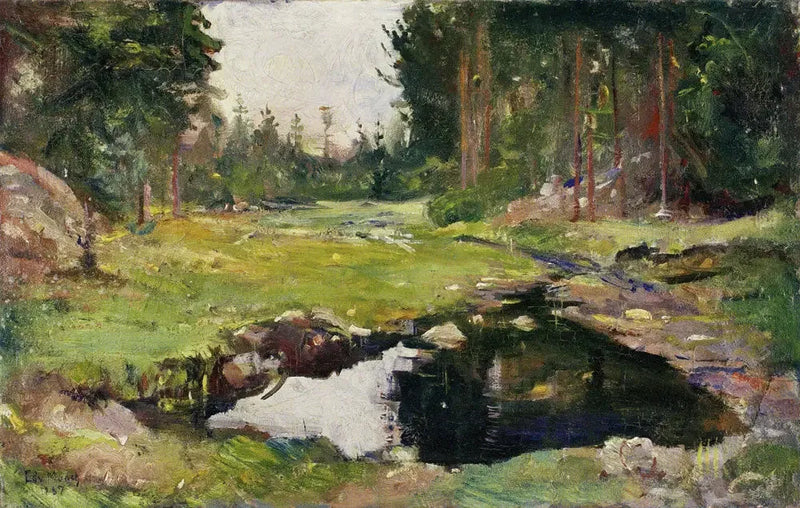 Waldlandschaft mit einem kleinen See - Edvard Munch